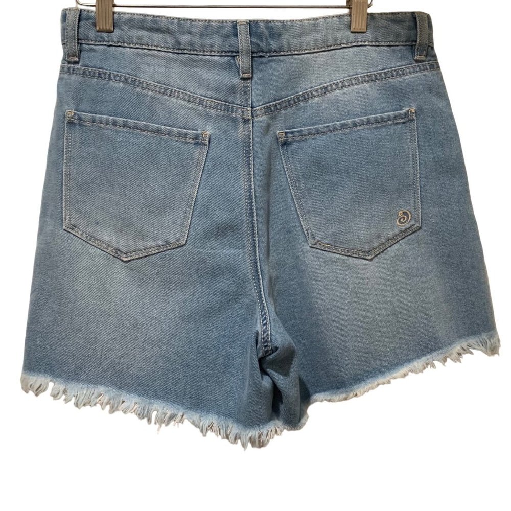 Indigo Rain Jean Shorts High Rise Cutoffs Distressed Juniors 7/27 - Picture 5 of 10